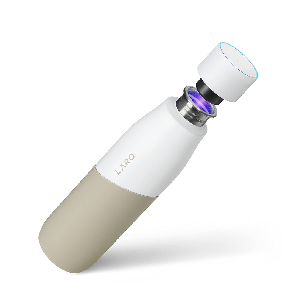 LARQ Bottle Movement PureVis 24 oz- Lightweight Self-Cleaning and Non-Insulated Stainless Steel Water Bottle with UV Water Purifier | Reusable & Travel Friendly, Black/Pine