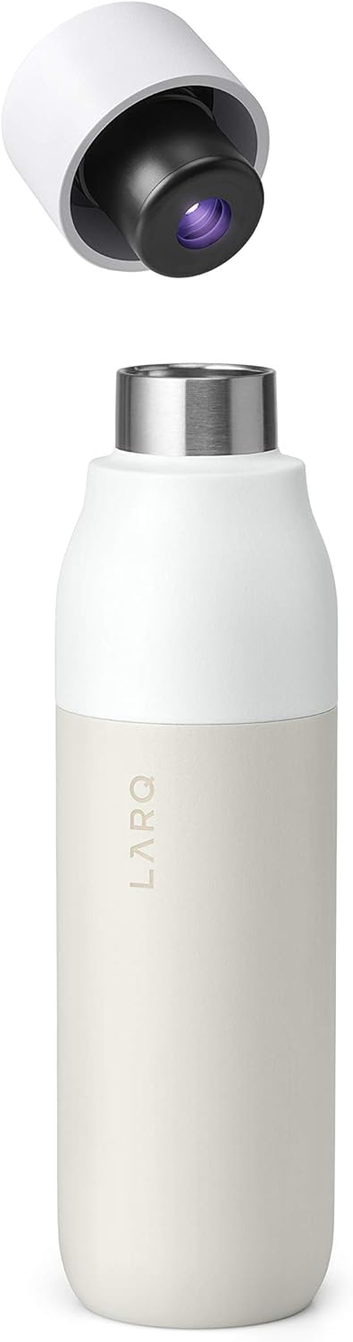 LARQ Bottle PureVis 17 oz - Self-Cleaning and Insulated Stainless Steel Water Bottle with UV Water Purifier and Award-winning Design | Reusable & Travel Friendly, 1-Year Warranty, Granite White
