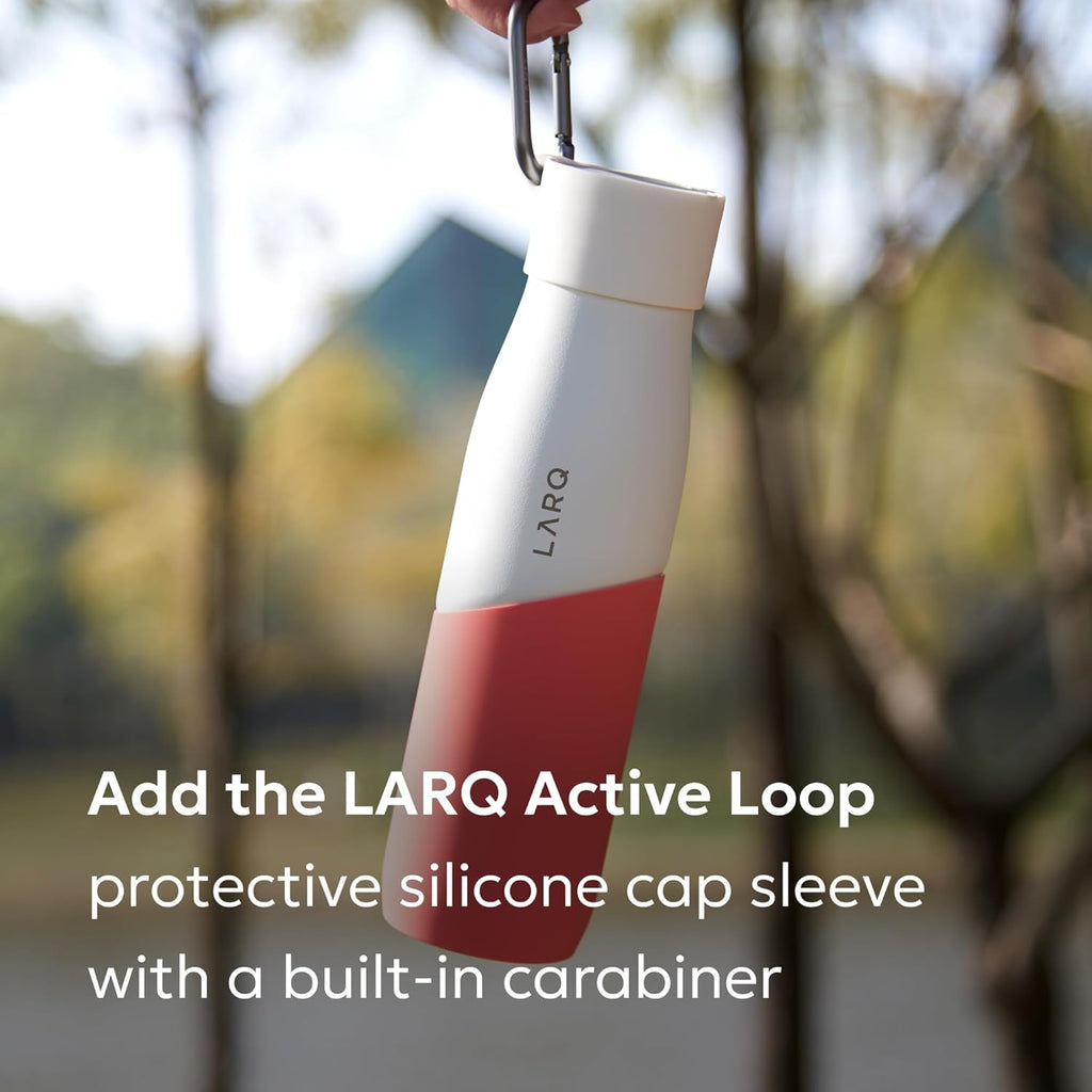 LARQ Bottle Movement PureVis 32 oz - Lightweight Self-Cleaning and Non-Insulated Stainless Steel Water Bottle with UV Water Purifier, 1-Year Warranty, White/Dune