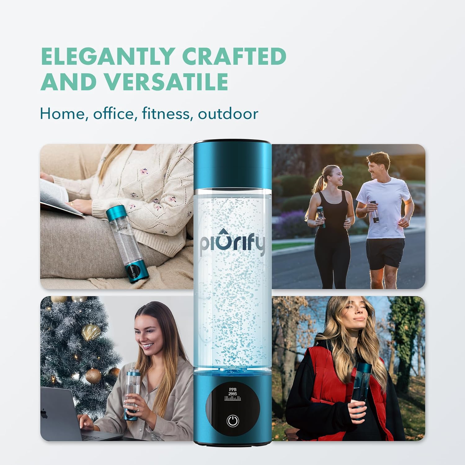 Hydrogen Water Bottle Generator - Up to 4100+ PPB - SPE/PEM Technology - Certified H2 Generator - Portable Athletic Performance & Hydration System - 6-Hour Hydrogen Retention, 10 oz (Turquoise)