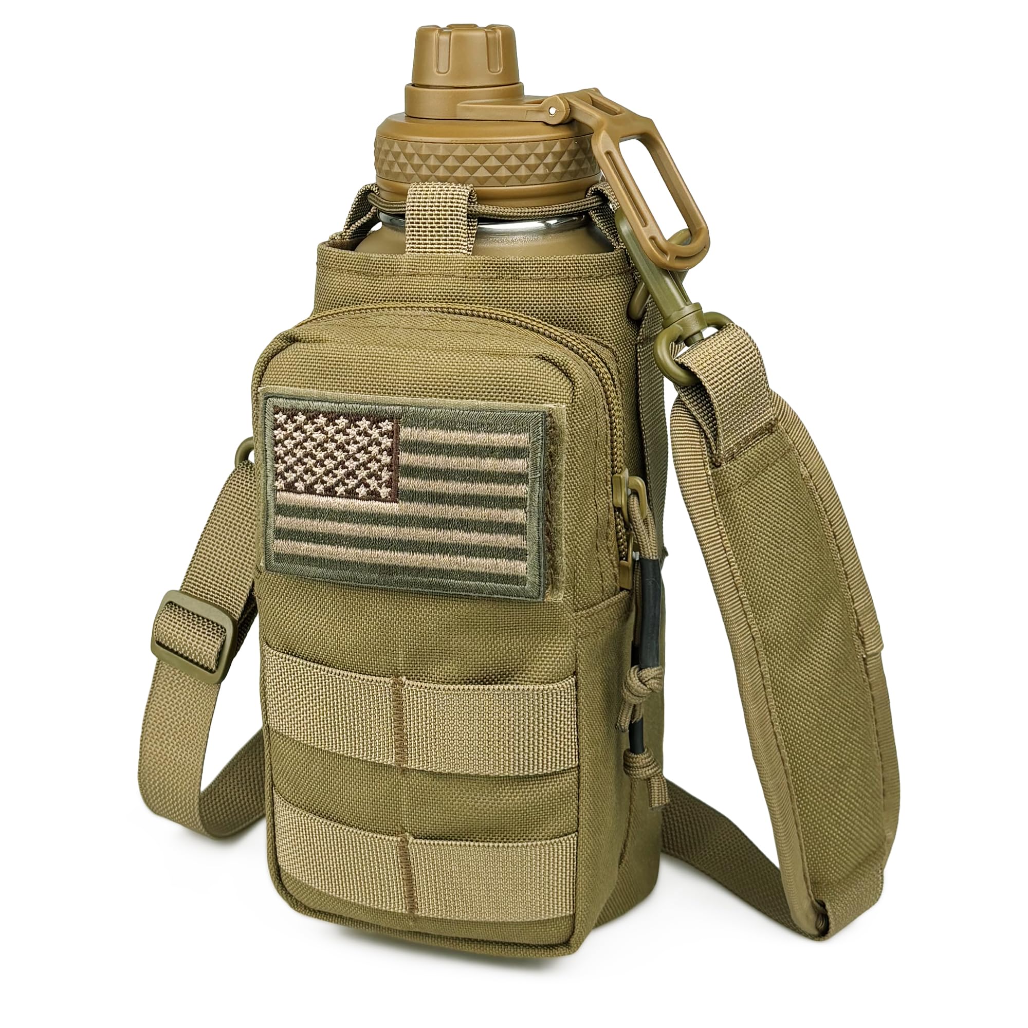 64 Oz Water Bottle with Sleeve - Half Gallon Big Insulated Water Jug with Strap Stainless Steel Gym Water Bottles for Men Sports Workout Hiking All Black